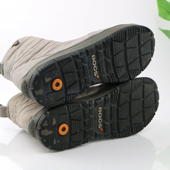 Bogs Womens Snowday Boot Size 7 Waterproof Gray Beige Quilted Insulated Bootie - Picture 10 of 12